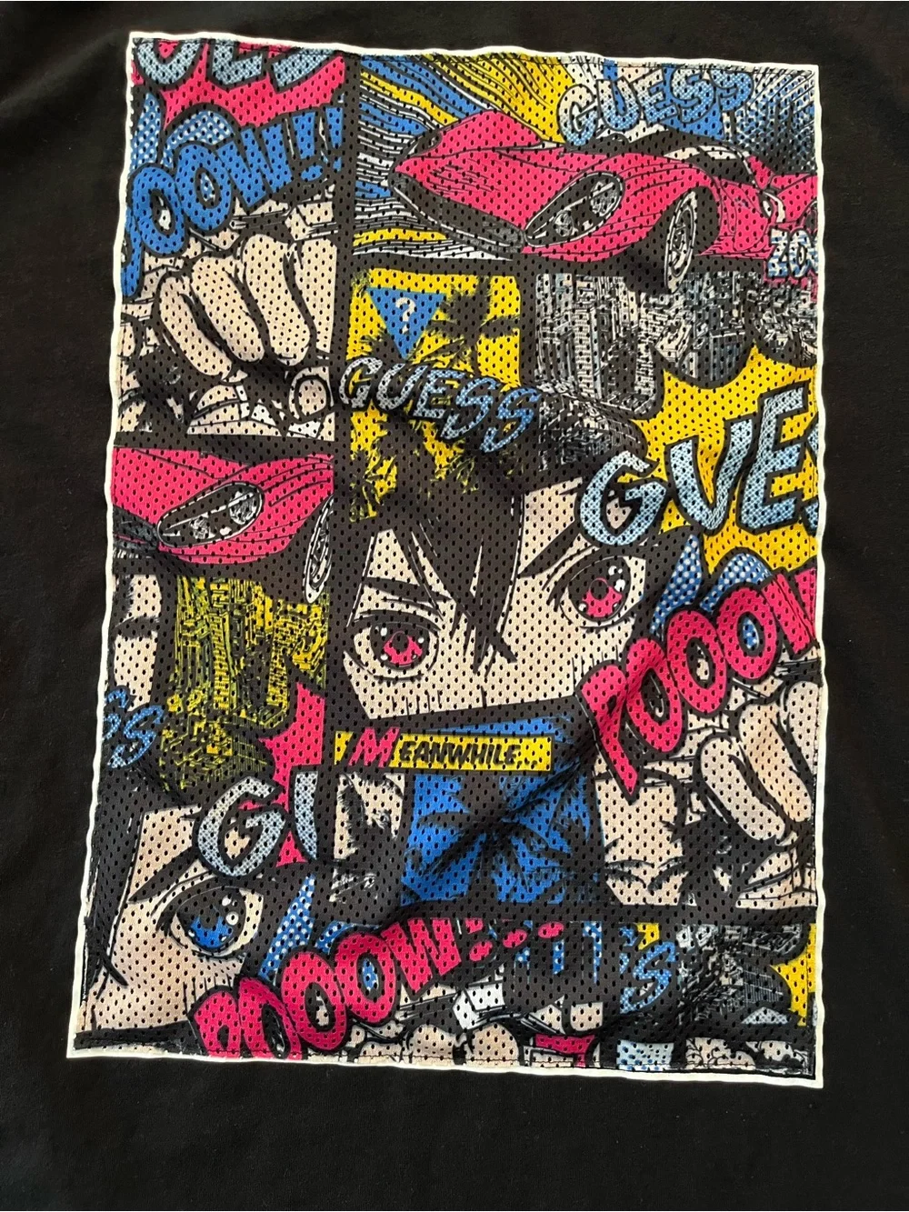GUESS men’s Black Graphic Comic Panel Tee - Picture 3 of 9